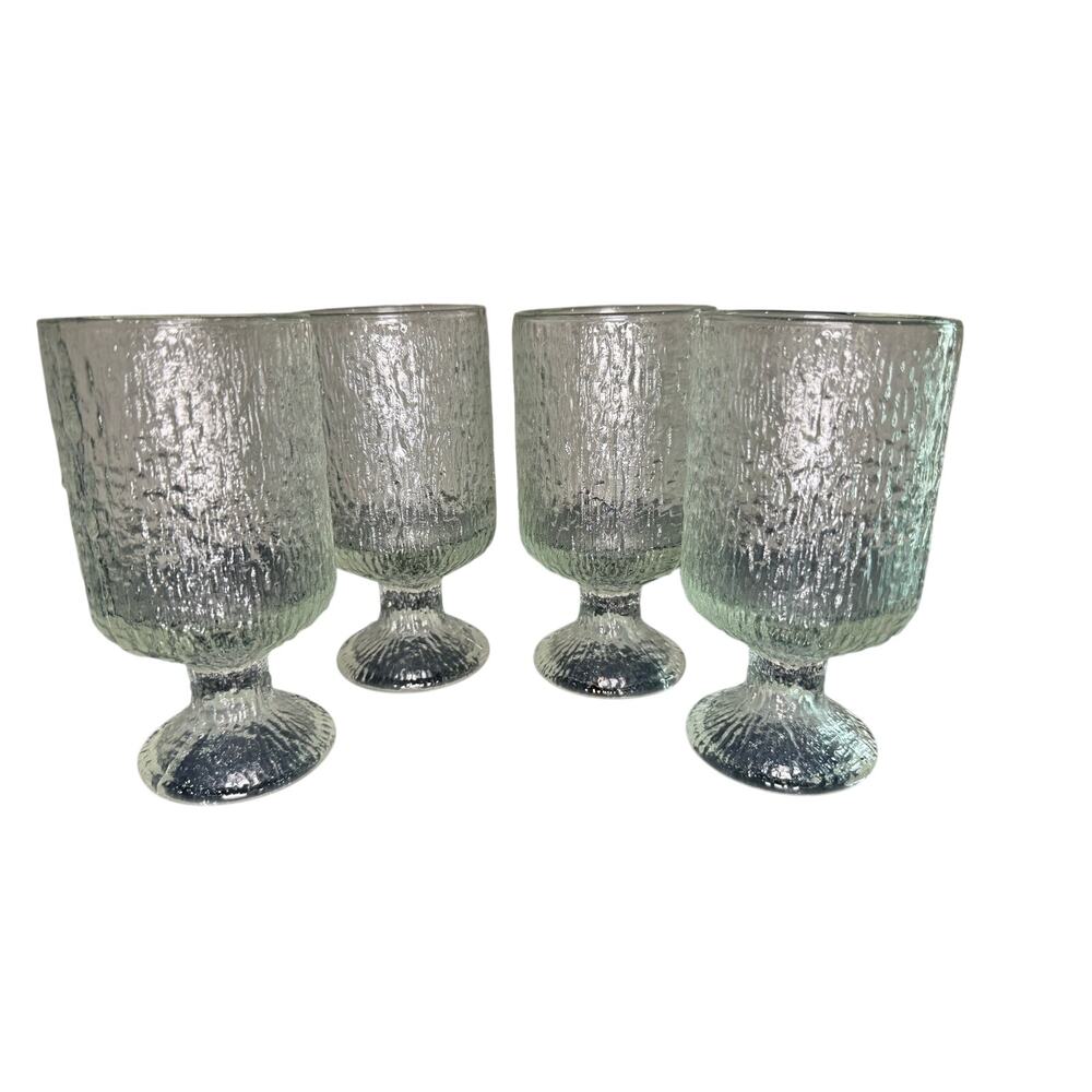 Indiana Glass Vintage Crystal Ice Pedestal goblets Set 4